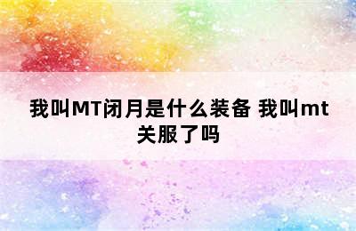 我叫MT闭月是什么装备 我叫mt关服了吗